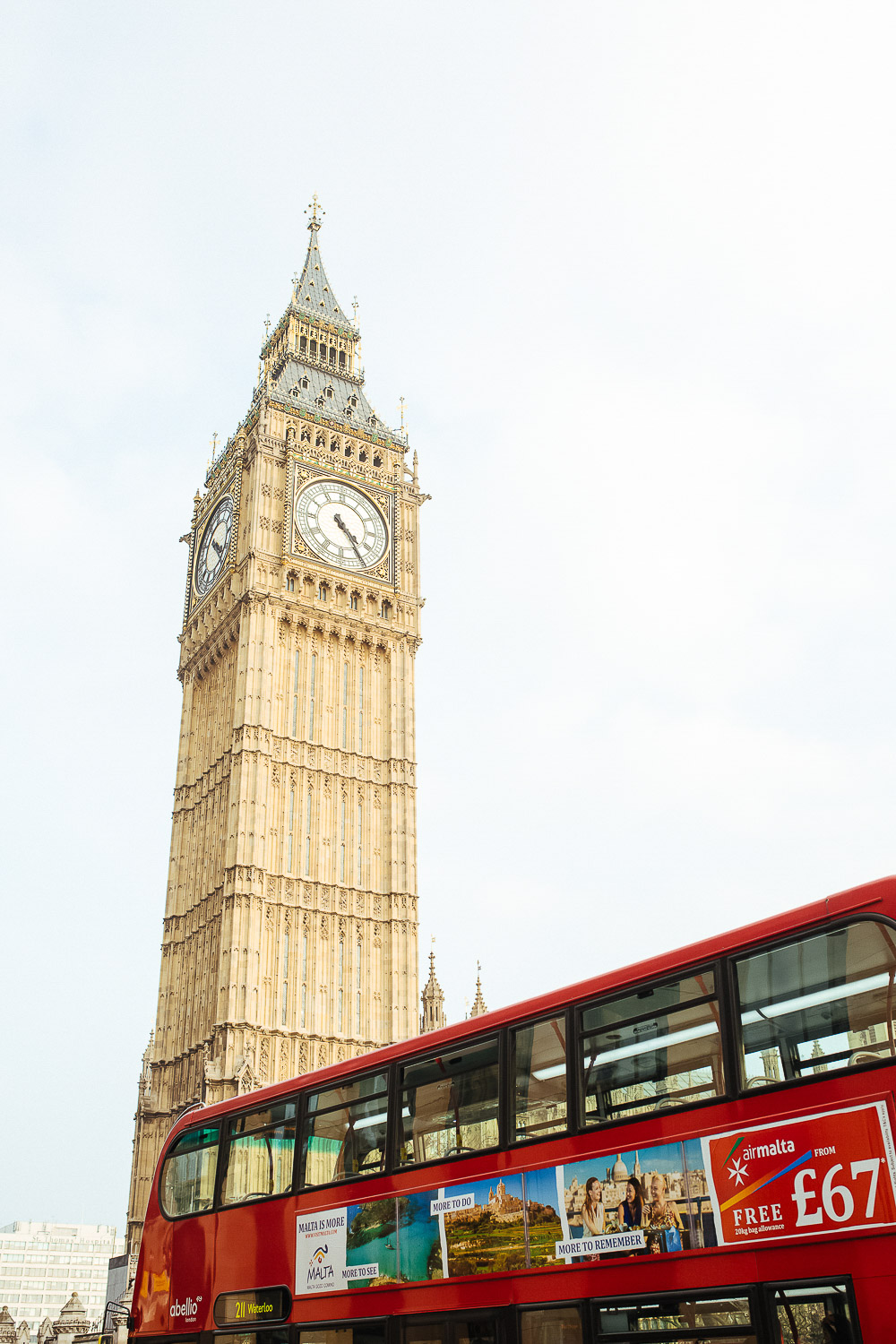 London City Big Ben with red london bus passing by cool photography perspective