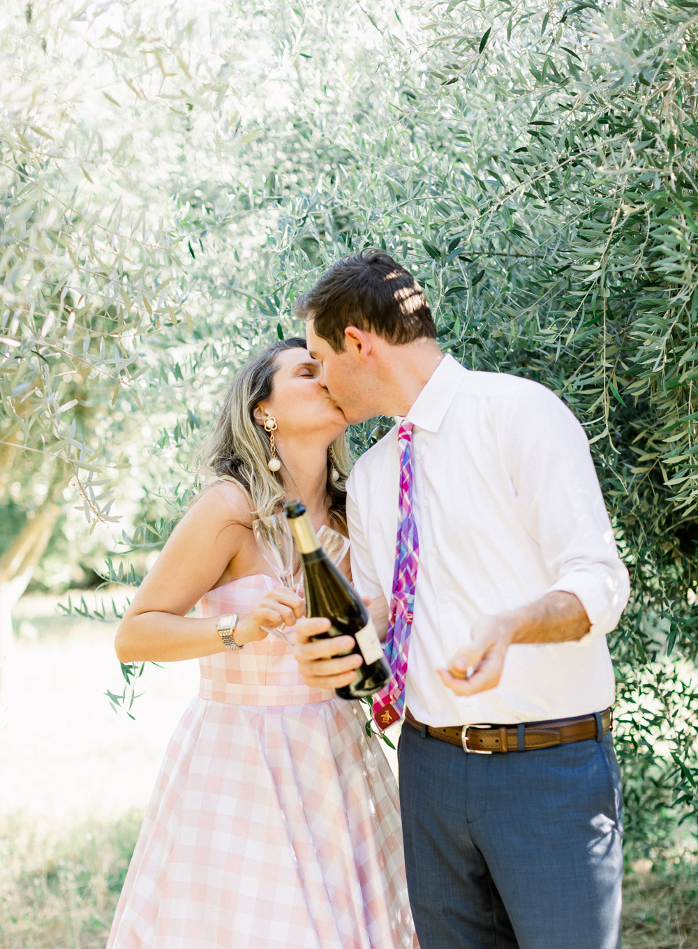 Napa Engagement Photos with Champagne