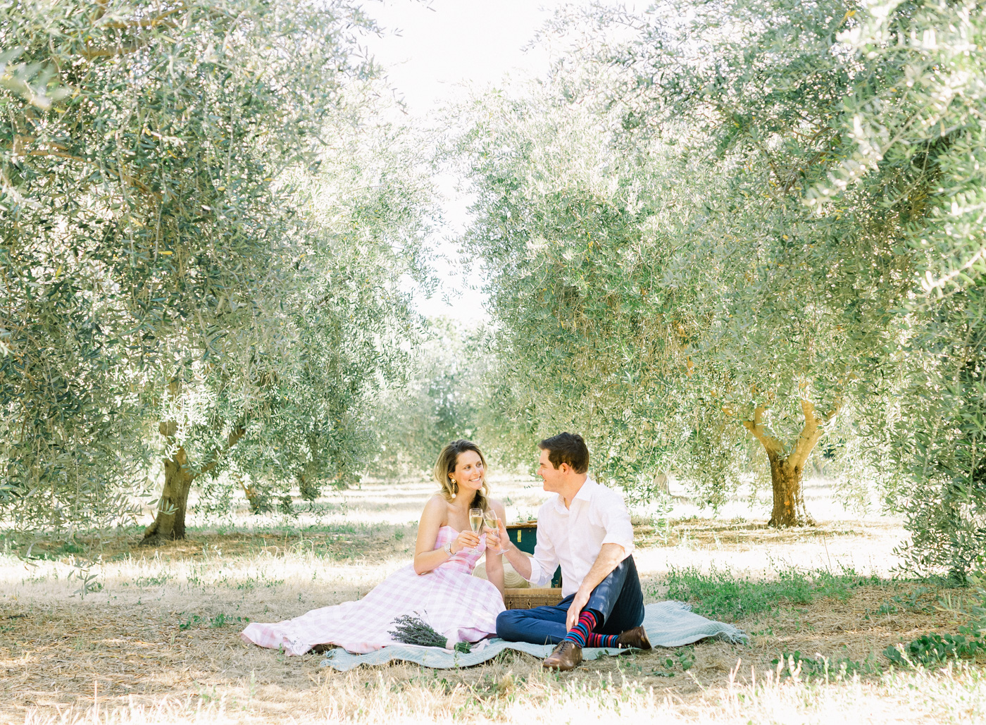 Napa Engagement Photos - Picnic in the Olive Grove
