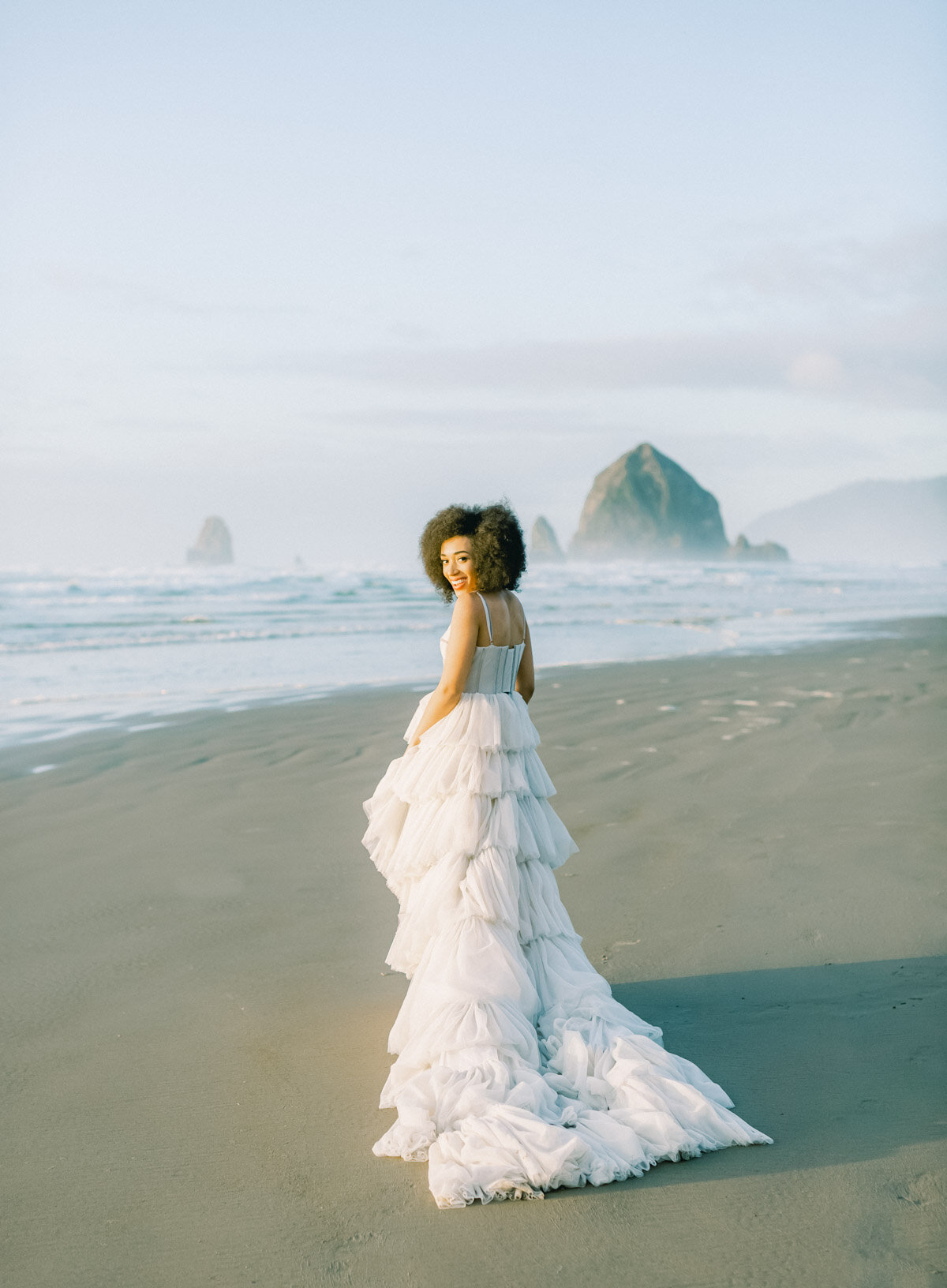 Vagabond Grey Wedding Dress in Cannon Beach 