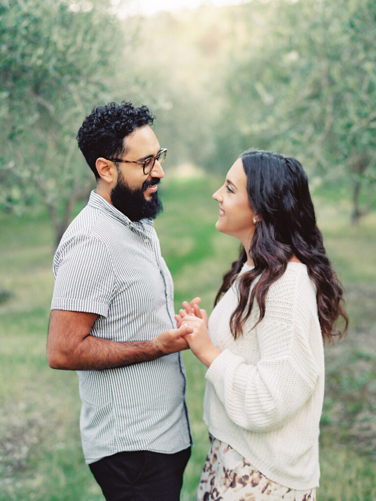 Olive Grove Engagement Photos in Napa Valley. California film Engagement Photographer