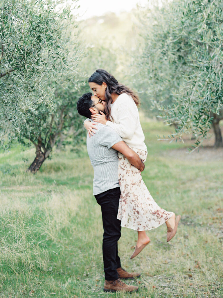 Olive Grove Engagement Photos in Napa Valley. California film Wedding Photographer