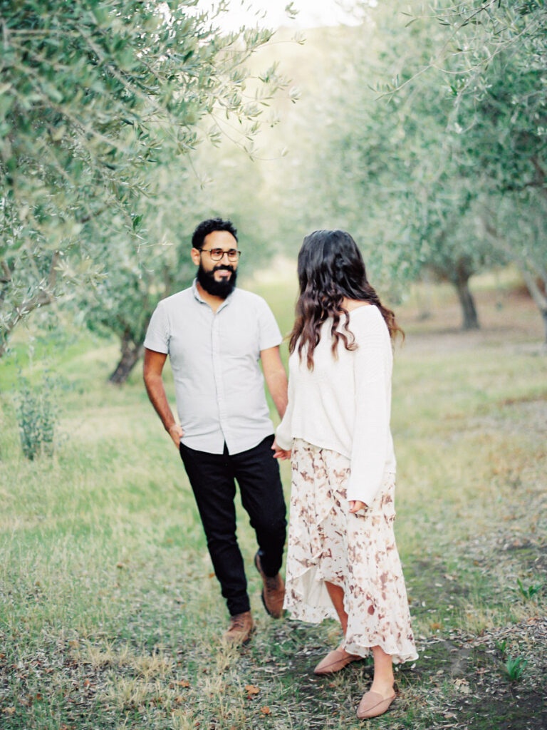 Olive Grove Engagement Photos in Napa Valley. Napa Valley film Engagement Photographer