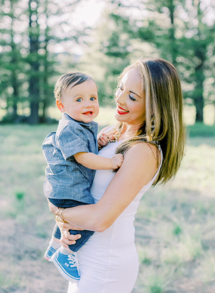 Mountain Lake Tahoe Family Photo Session in the meadow. 