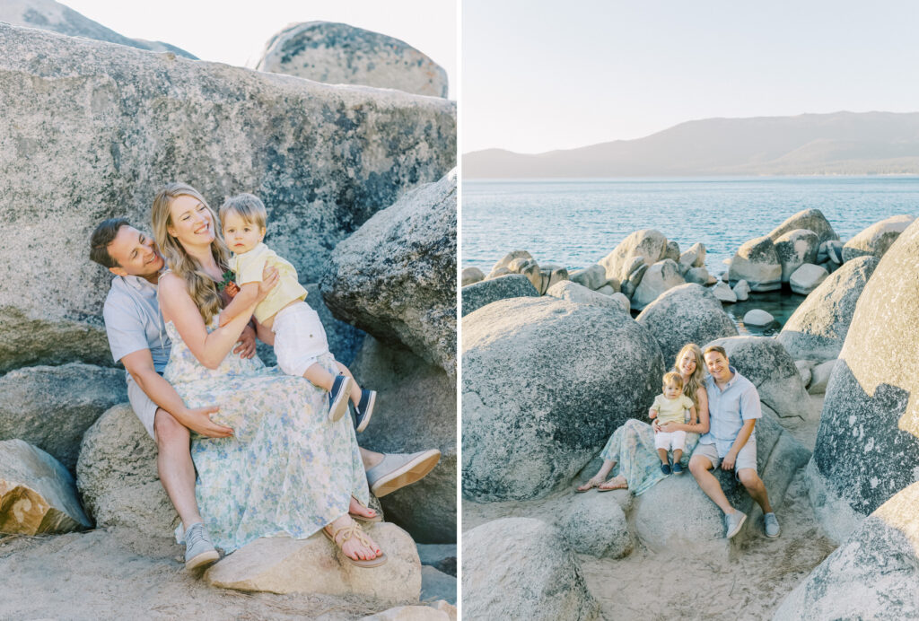 Lake Tahoe Family Photo Session on boulder Beach