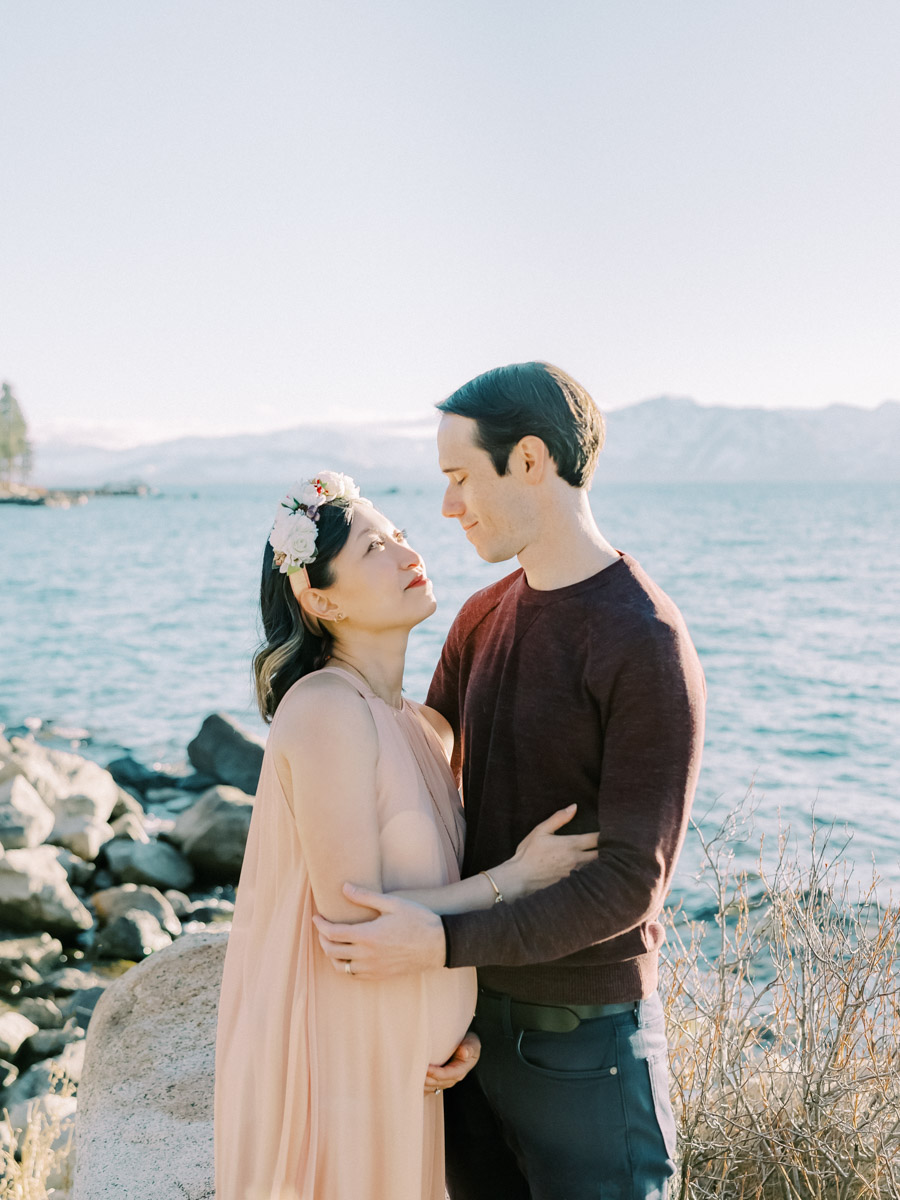 Lake Tahoe Maternity Photo Session by the beach