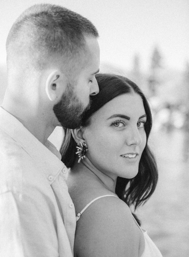 Lake tahoe Engagement Photo in black and white