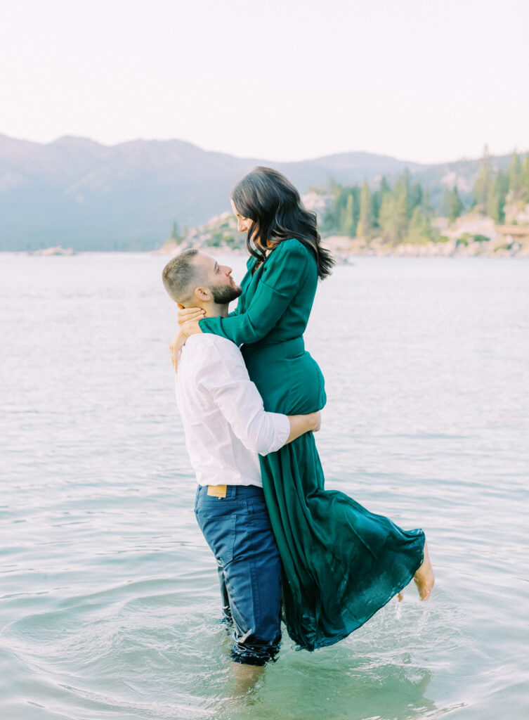 Lake tahoe Engagement in the water Photos
