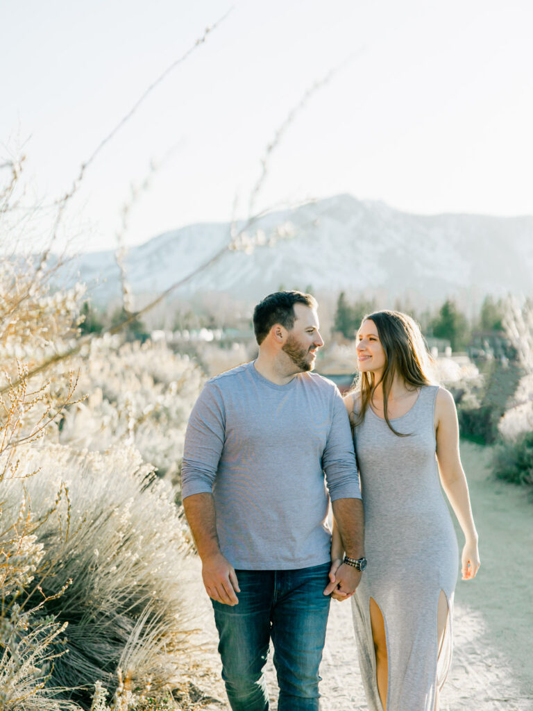 Mountain-view Lake Tahoe Fall Engagement Photos