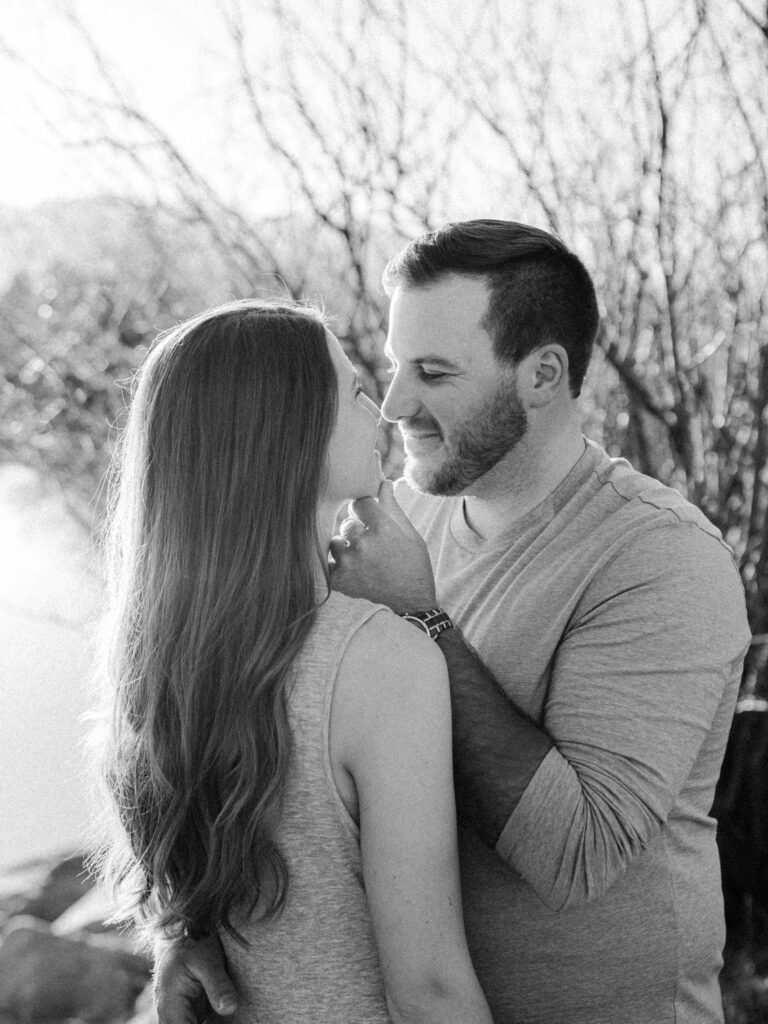 Lake Tahoe Fall Engagement Photos at sunset