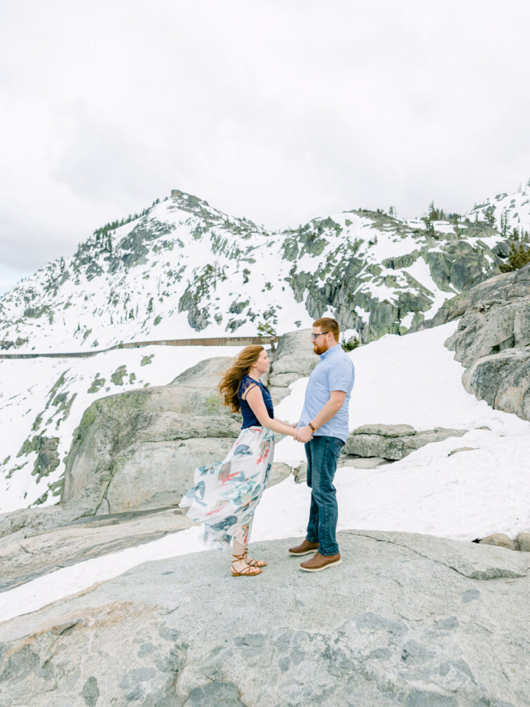 Winter Donner Lake Engagement Photos