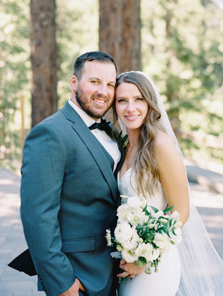 Bride and Groom photos in Galena Creek Hatchery  by Lake Tahoe film wedding photographer 