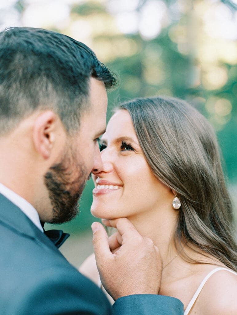 Bride and Groom photos in Galena Creek Hatchery  by Lake Tahoe film wedding photographer 