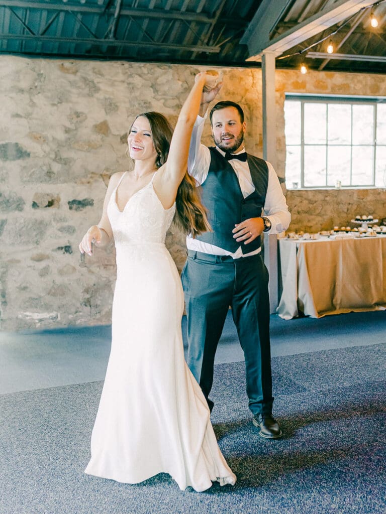 First Dance photos in Galena Creek Hatchery  by Lake Tahoe film wedding photographer 