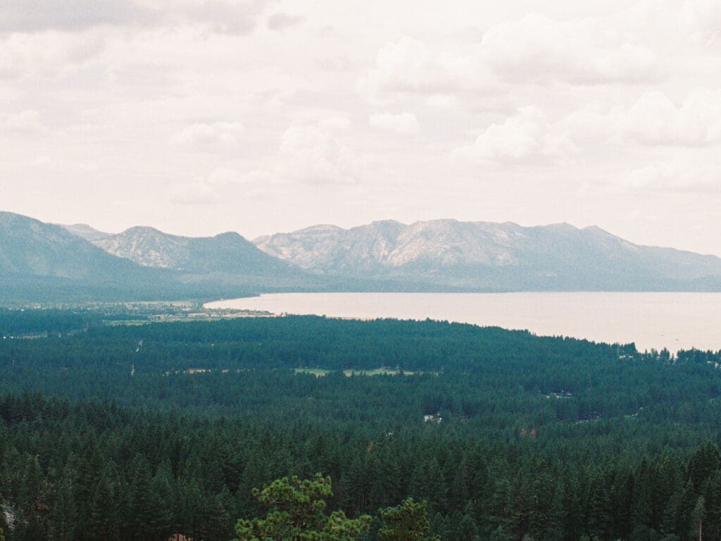 Top of the mountain Wedding ceremony photo at Lake Tahoe Lakeview Lodge Heavenly Mountain Resort