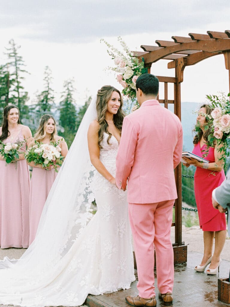 Top of the mountain Wedding ceremony at Lake Tahoe Lakeview Lodge Heavenly Mountain Resort