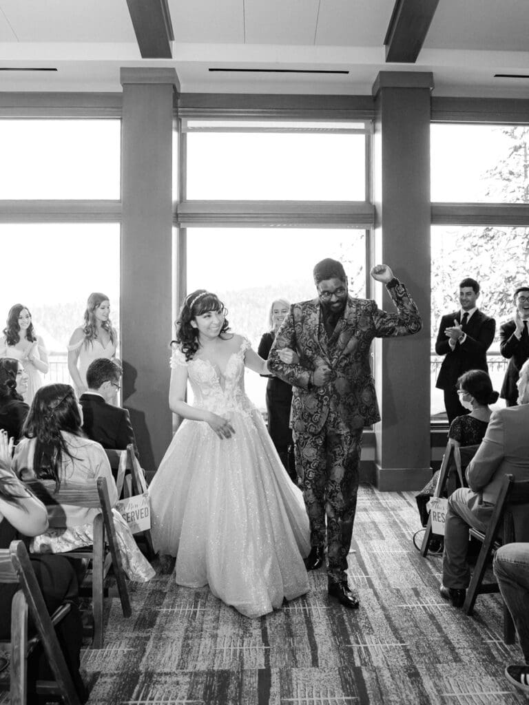 Bride and Groom ceremony photo at The Ritz-Carlton, Lake Tahoe winter wedding 