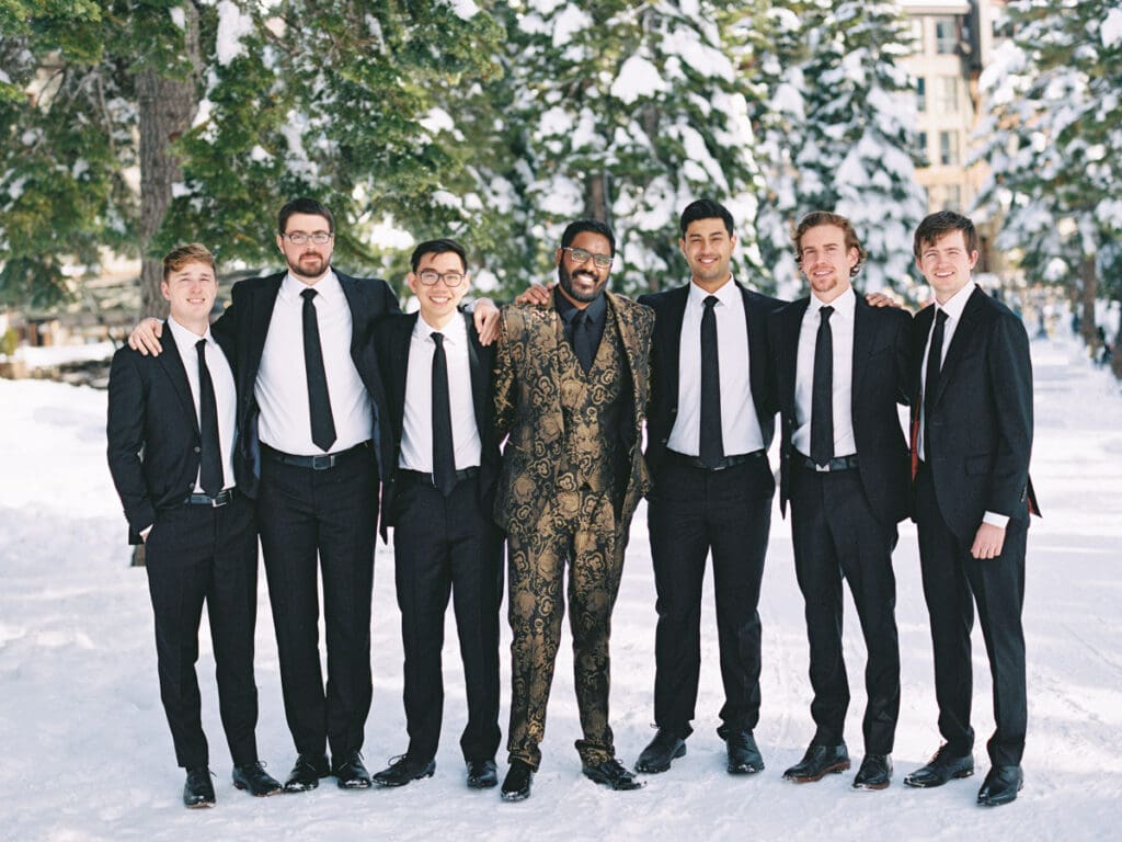 Bridal Party photo at The Ritz-Carlton, Lake Tahoe winter wedding 