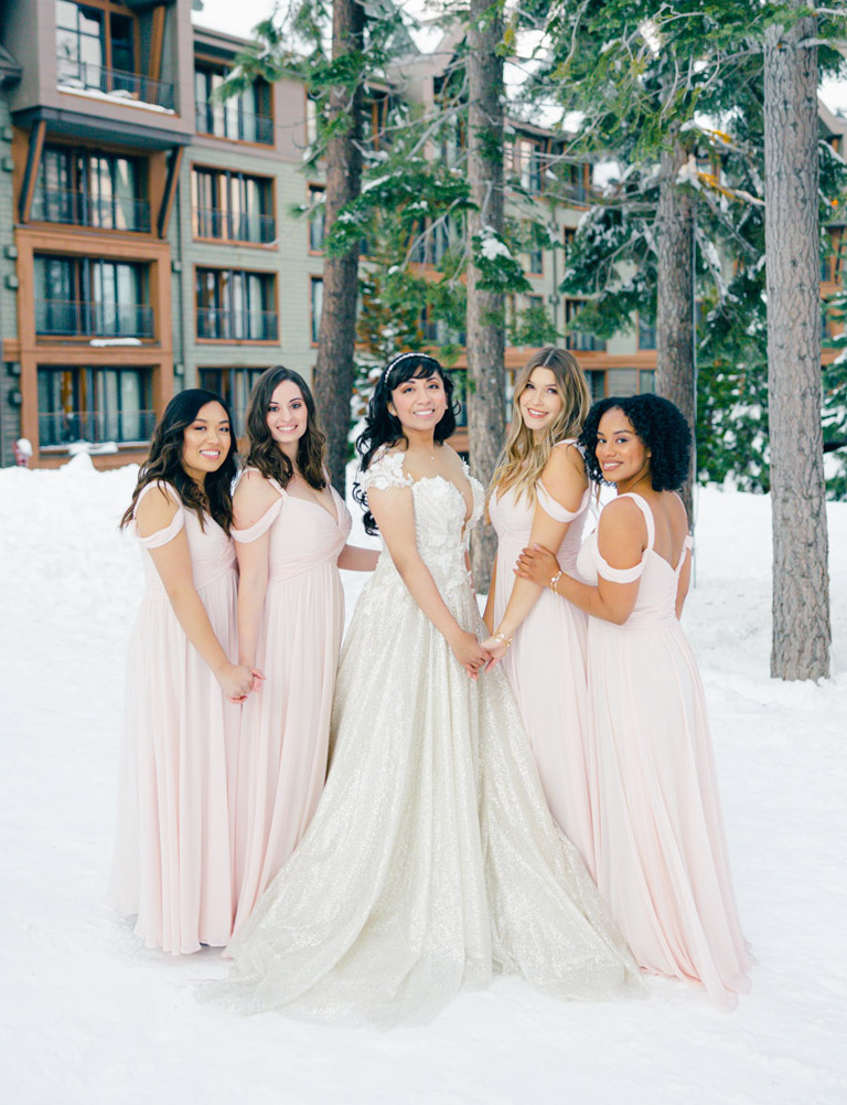 Bridal Party photo at The Ritz-Carlton, Lake Tahoe winter wedding 