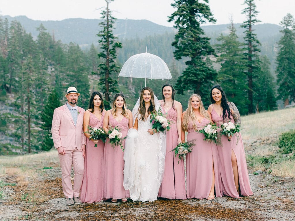 Top of the mountain bridesmaids photo at Lake Tahoe Lakeview Lodge Heavenly Mountain Resort | Lake Tahoe Film Photographer