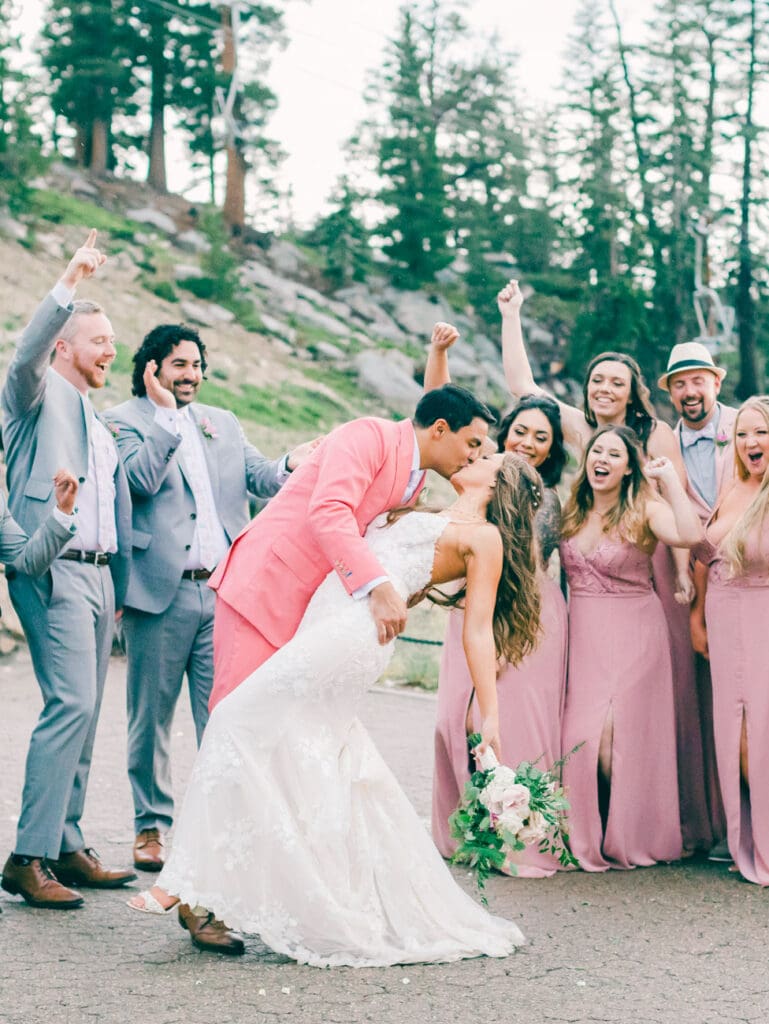 Top of the mountain Wedding photo at Lake Tahoe Lakeview Lodge Heavenly Mountain Resort | Lake Tahoe Film Photographer