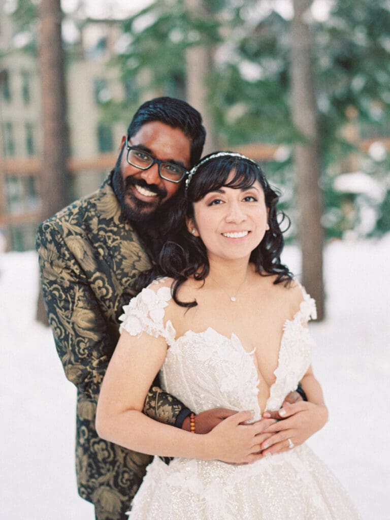 Bride and Groom photo at The Ritz-Carlton, Lake Tahoe winter wedding 