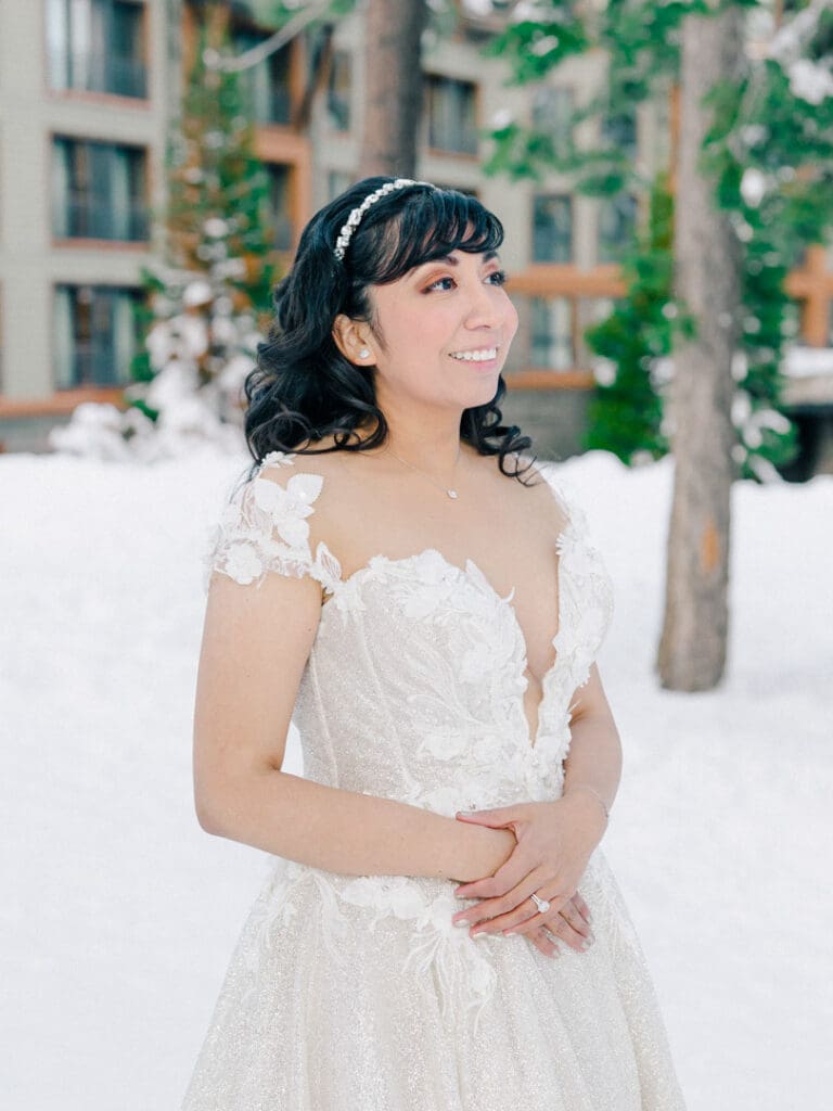 Bride at The Ritz-Carlton, Lake Tahoe winter wedding 