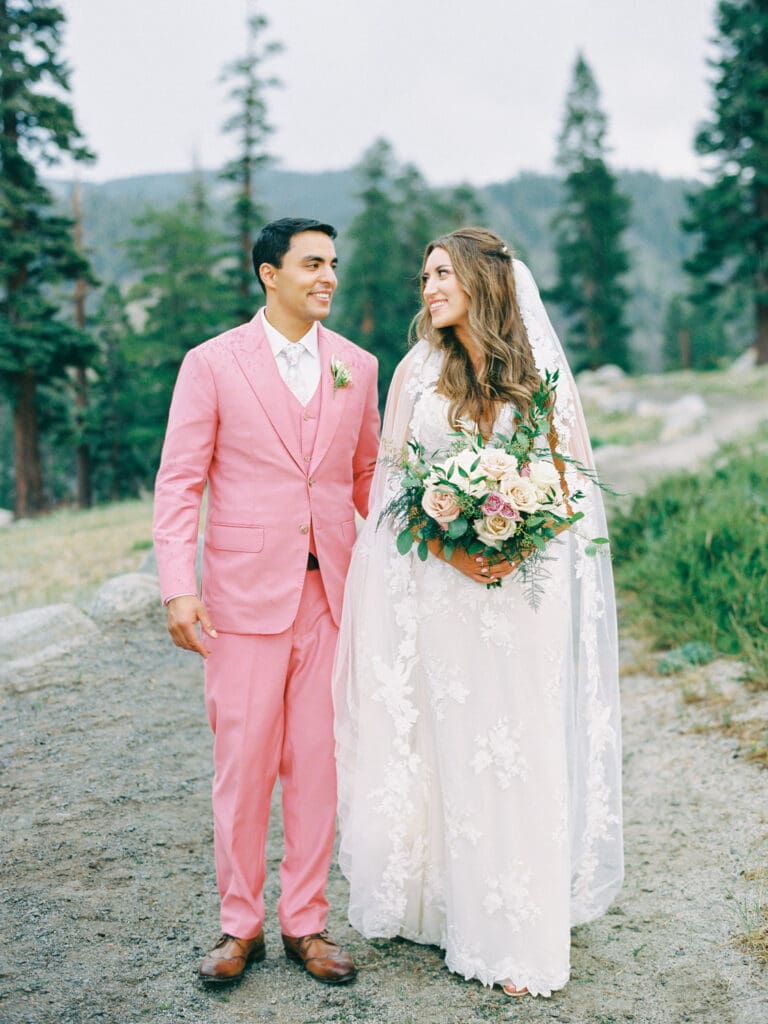 Bride and Groom portraits at Lake Tahoe Lakeview Lodge Heavenly Mountain Resort wedding | Lake Tahoe Film Photographer