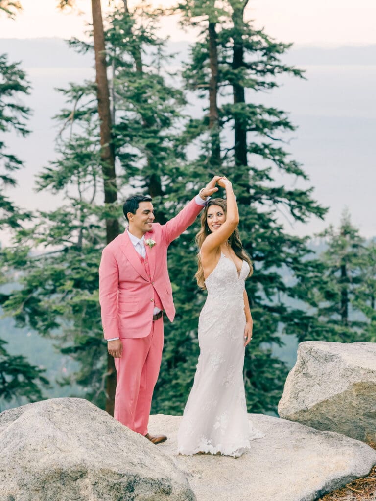 Top of the mountain Wedding reception at Lake Tahoe Lakeview Lodge Heavenly Mountain Resort | Lake Tahoe Film Photographer