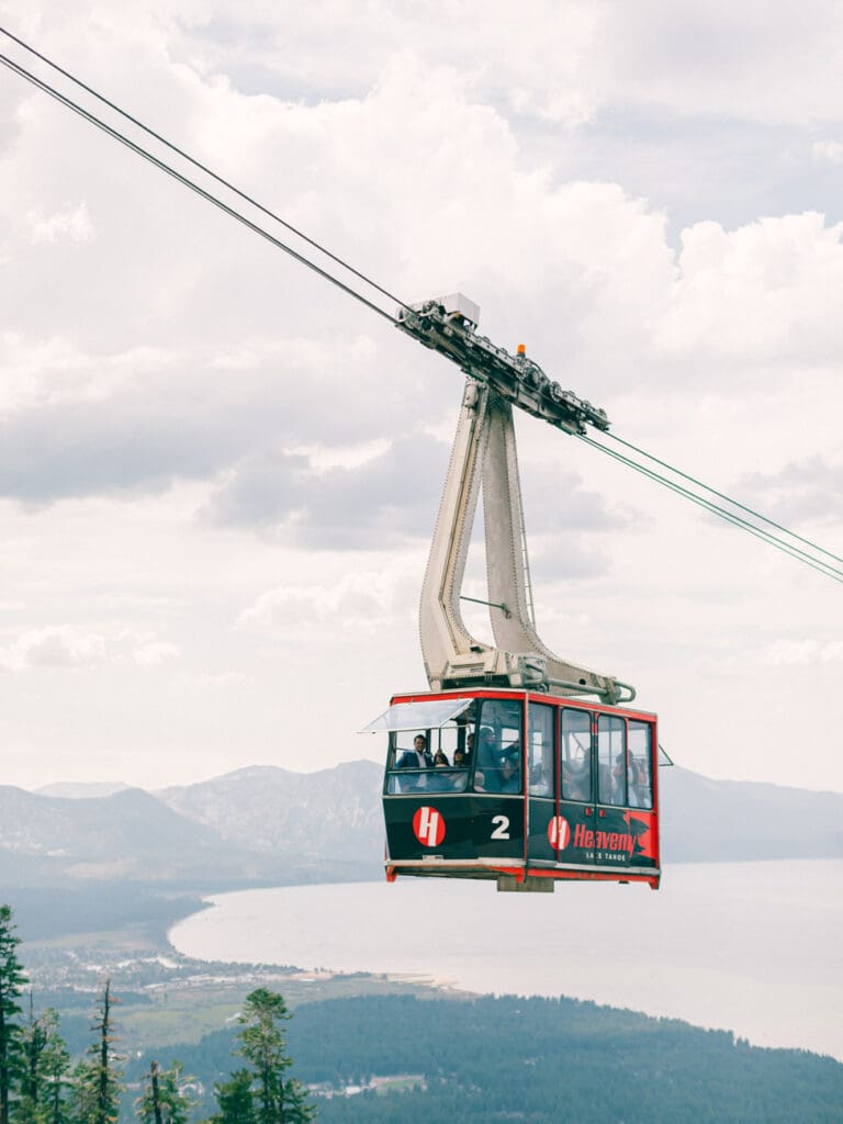 Top of the mountain Wedding ceremony photo at Lake Tahoe Lakeview Lodge Heavenly Mountain Resort