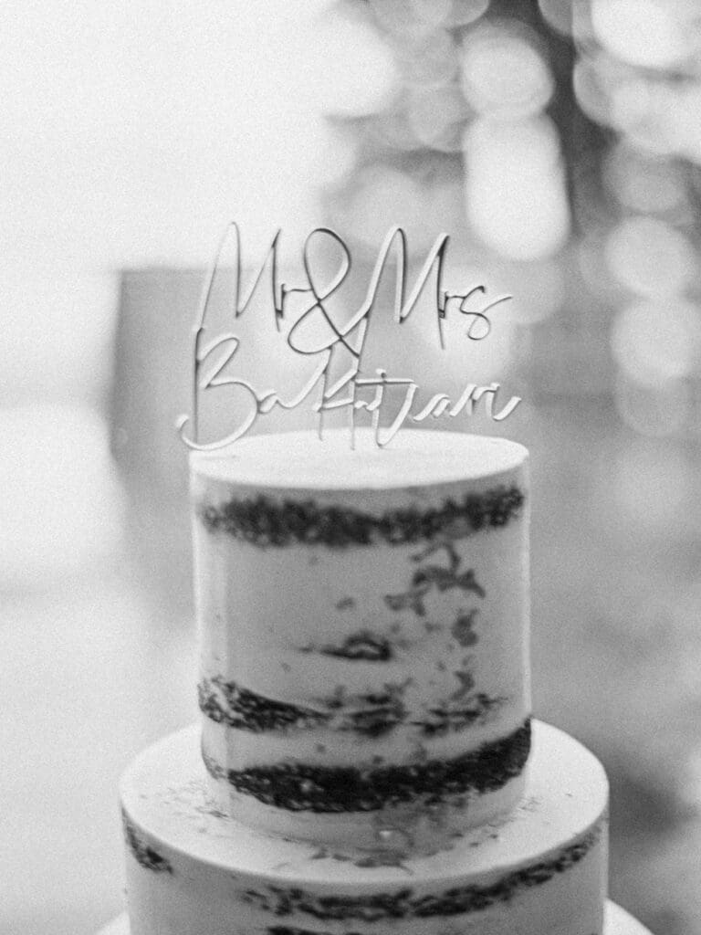 Wedding Cake photo at top of the mountain Wedding reception at Lake Tahoe Lakeview Lodge Heavenly Mountain Resort | Lake Tahoe Film Photographer