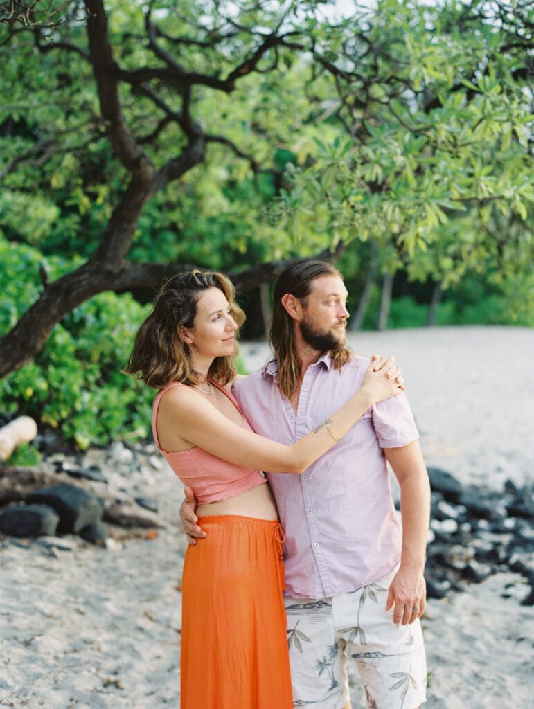 Enchanting Engagement Photo on the Big Island of Hawaii beach by Hawaii wedding photographer