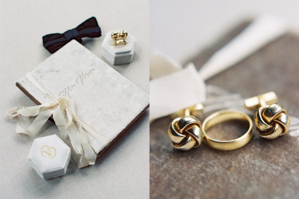 groom vow book, ring and cuffliks 