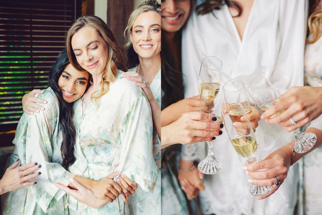 Elegant bride and bridesmaids getting ready portraits 