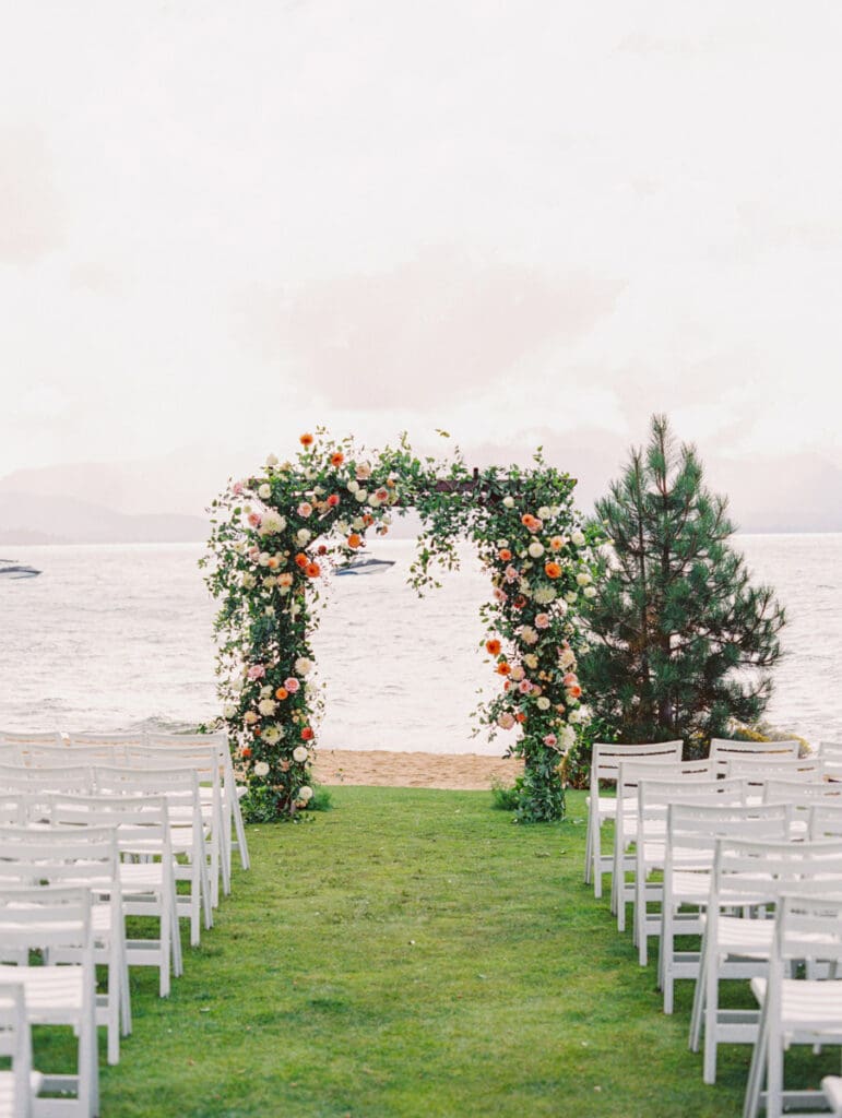 Wedding ceremony decor at Edgewood Resort in Lake Tahoe 