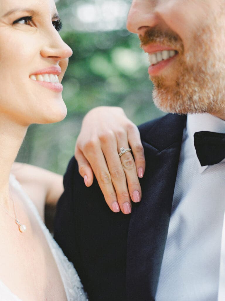 Elegant bride and groom portraits at Edgewood Tahoe Resort, highlighting the stunning backdrop of Lake Tahoe.