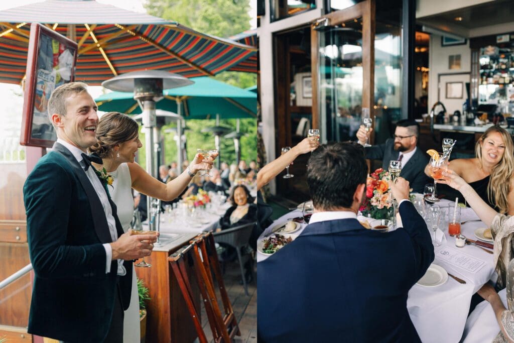 Speeches at Gar Woods Lake Tahoe wedding 