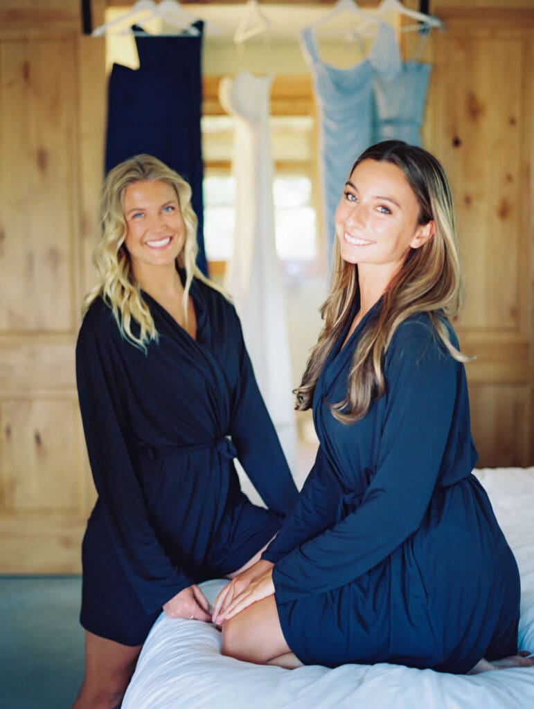 Bridesmaids getting ready for a wedding 