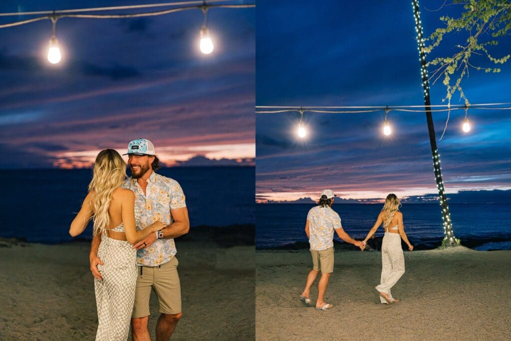 dances after the sunset in Hawaii Big Island Engagement Session 