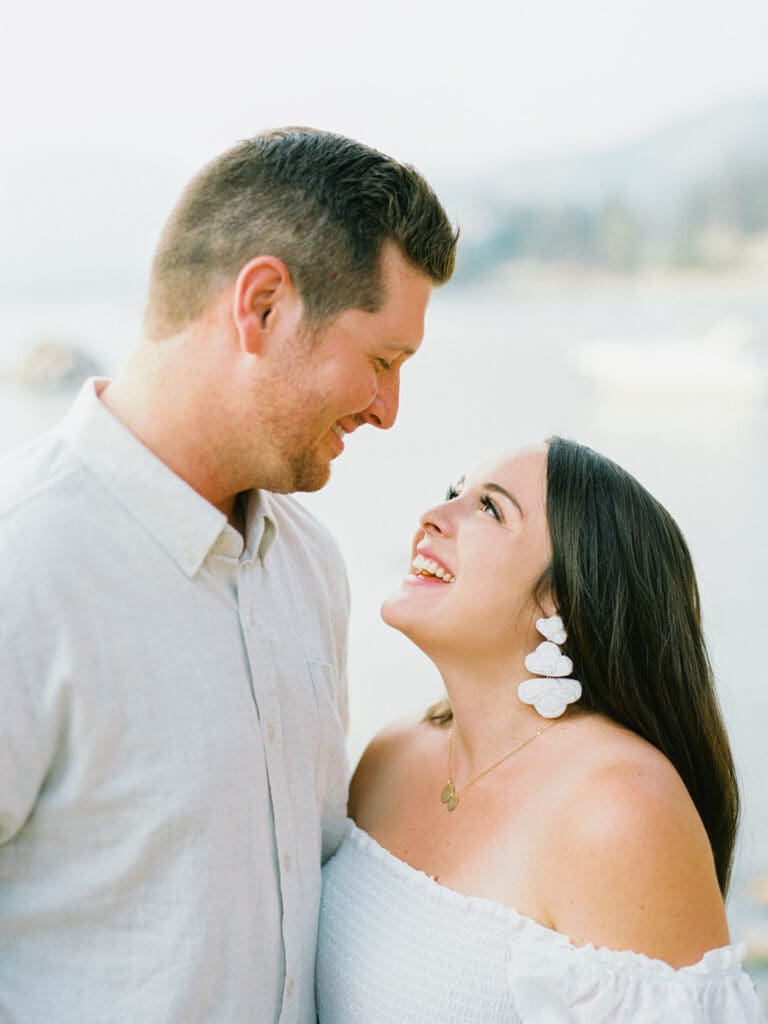 Lake Tahoe Maternity photography, highlighting the elegance of an expectant mother amidst breathtaking Tahoe lake and mountain scenery.