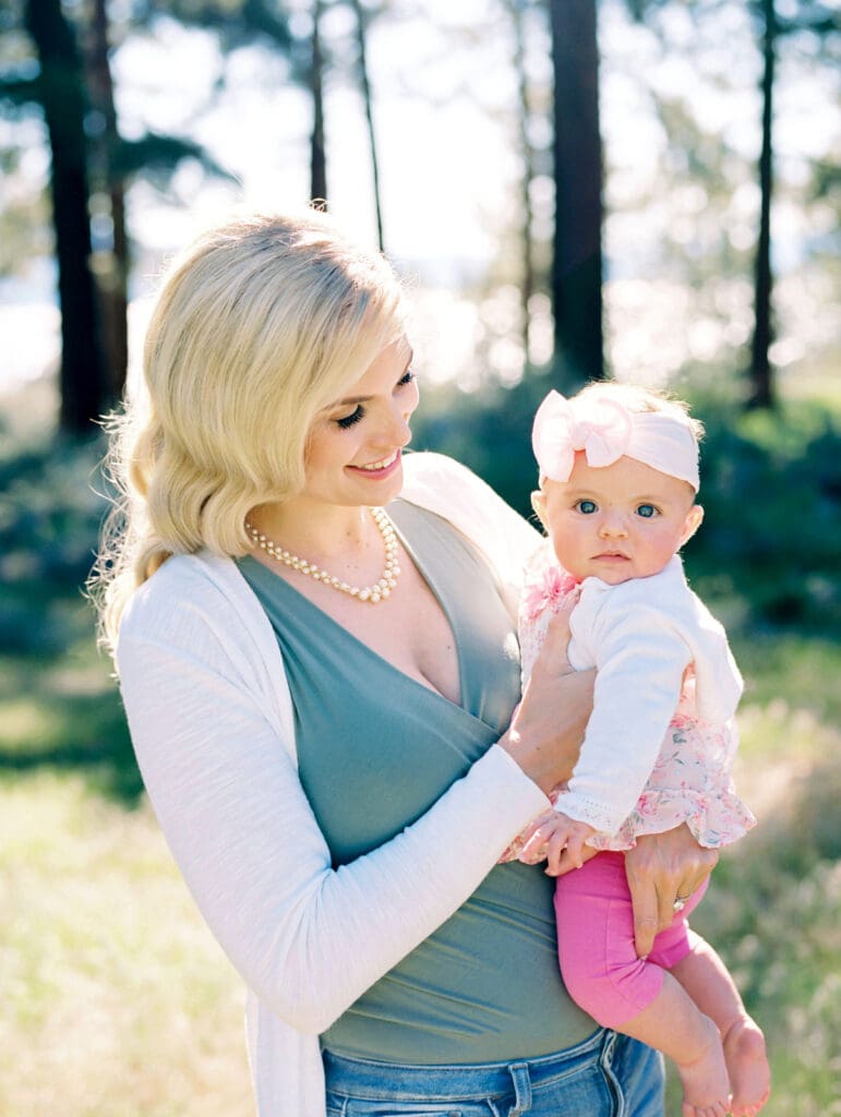 Mother daughter family photo session in lake Tahoe