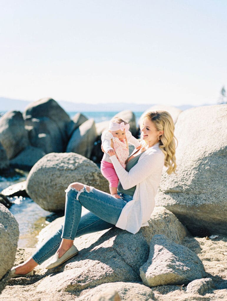 Mother daughter family photo session in lake Tahoe