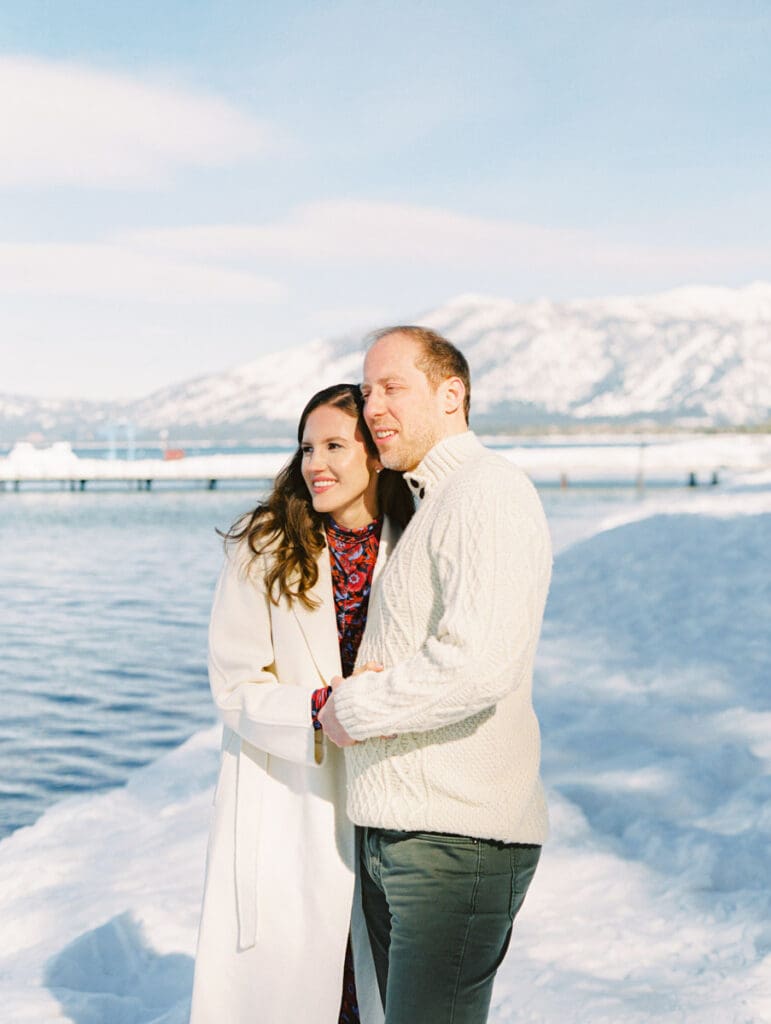 A photo of a Lake Tahoe Winter proposal at the beach