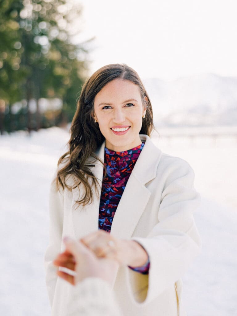 A photo of a Lake Tahoe Winter proposal at the beach