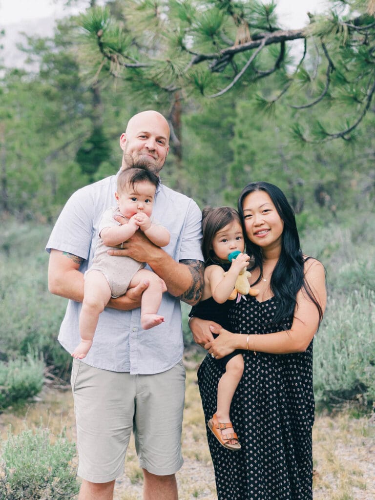 Family photo session in Tahoe woods by Lake Tahoe film family photographer 