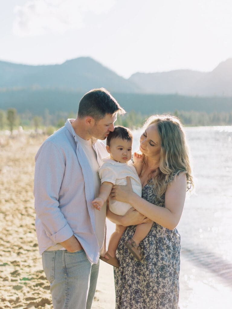 A heartwarming family photo session at Lake Tahoe, featuring laughter and connection amidst the scenic landscape.