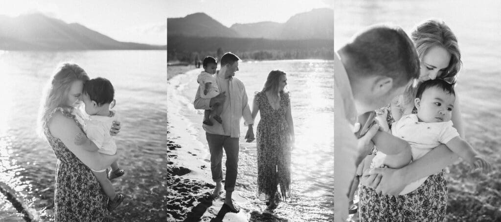 A heartwarming family photo session at Lake Tahoe, featuring laughter and connection amidst the scenic landscape.