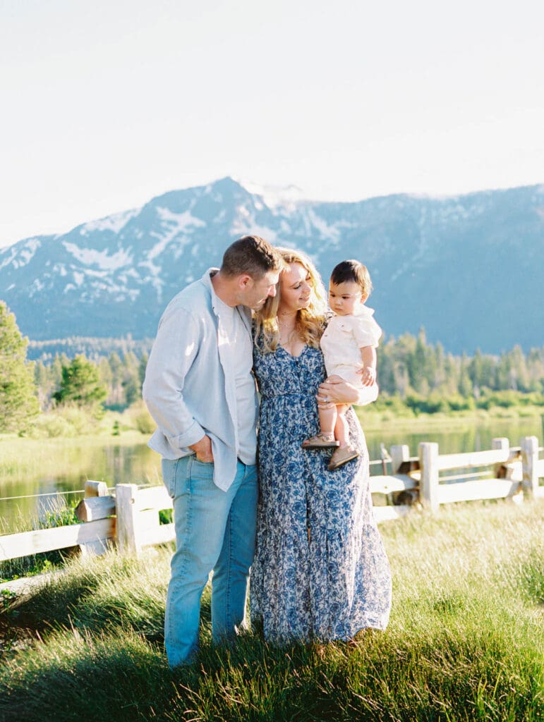 A heartwarming family photo session at Lake Tahoe, featuring laughter and connection amidst the scenic landscape.