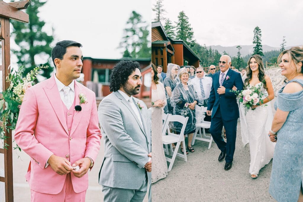 Top of the mountain Wedding ceremony photo at Lake Tahoe Lakeview Lodge Heavenly Mountain Resort