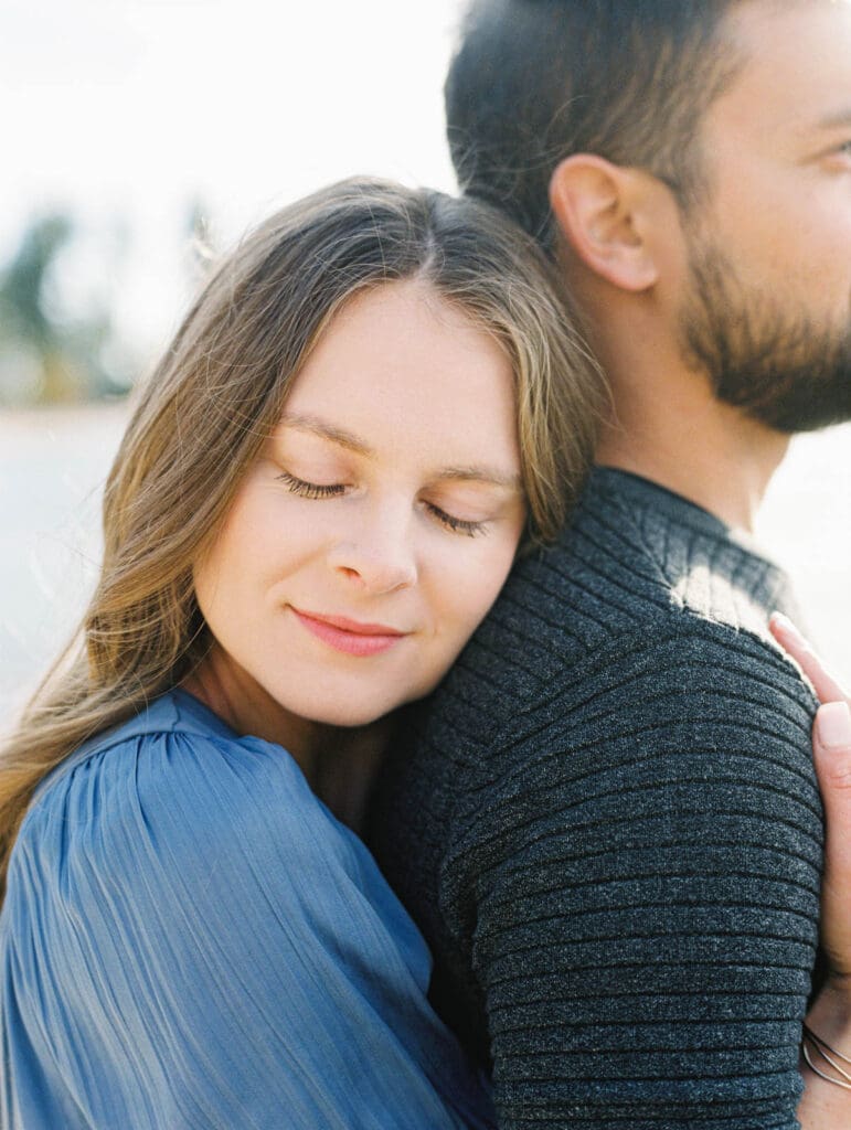 Lake Tahoe sunset engagement photos by film wedding photographer 